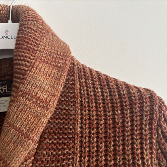 BNWT RRL Thick Rust Marl Wool Cotton Shawl Collar Cardigan - Small Made in USA - Picture 4 of 12